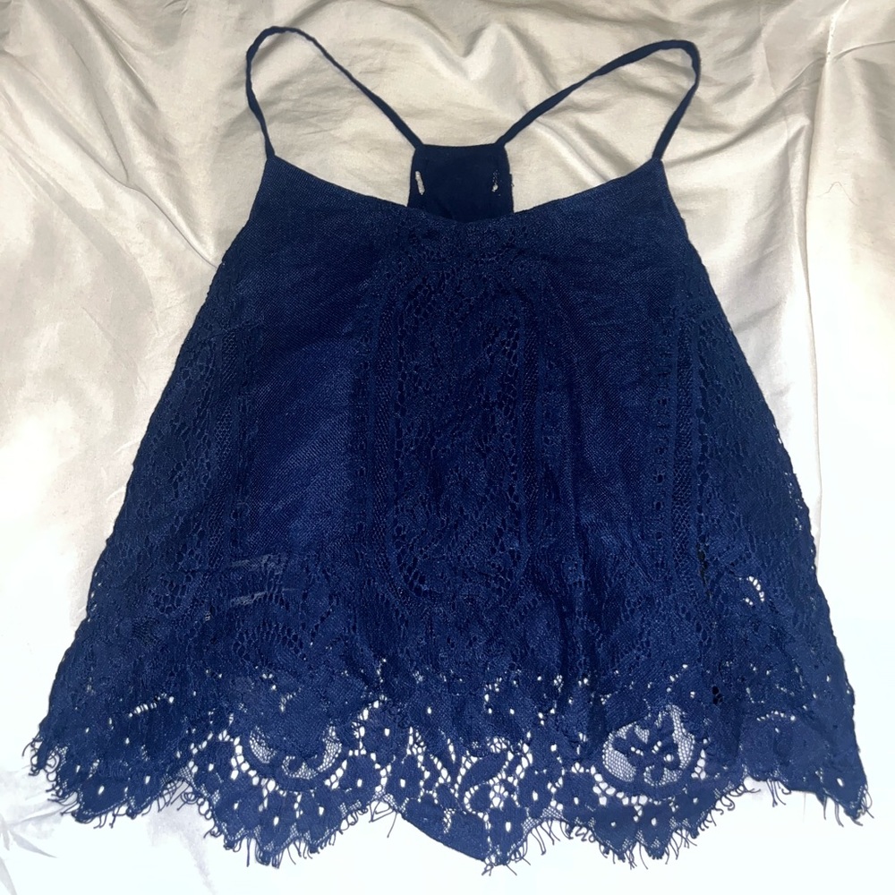Navy blue lacy tank top